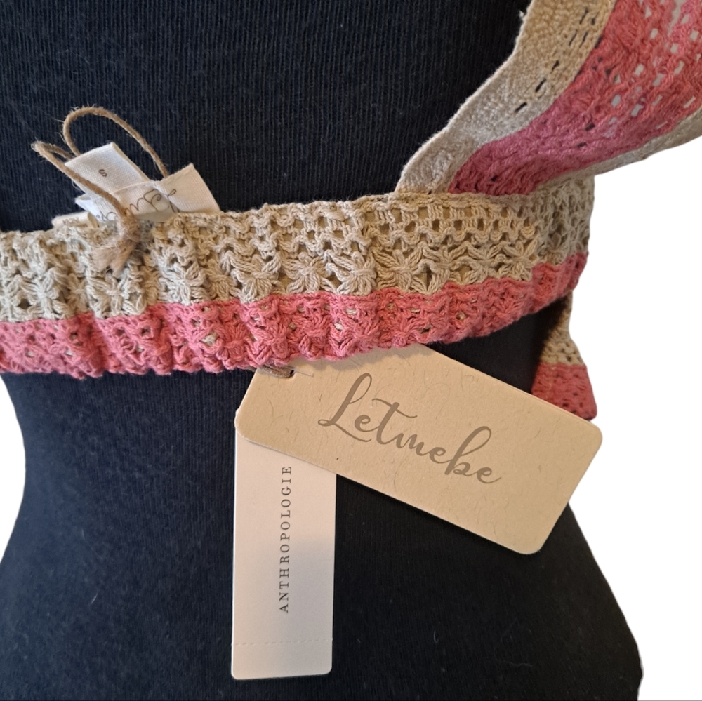 Anthropologie - Let Me Be - Open Back Crochet Tank Top Size Small Pink/Cream - Picture 9 of 16